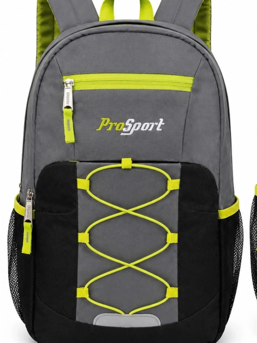 ProSport B2497 Gray & Neon Yellow Backpack School Travel Daypack NWT